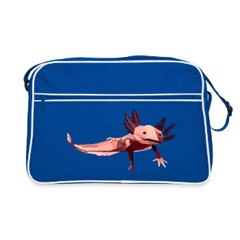 Axolotl géométrique low poly en rose - Sac Retro - bleu/blanc - Devant