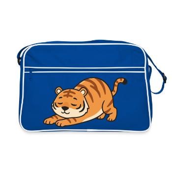 Kawaii Tiger Stretch Pose - Retro Bag - blue/white - Front