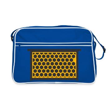 Logo de la vente de miel de l’apiculteur en nid d’abeille en nid d’abeille - Sac Retro - bleu/blanc - Devant