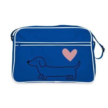 Teckel minimaliste Amour Je suis teckel avec cœur - Sac Retro - bleu/blanc - Devant