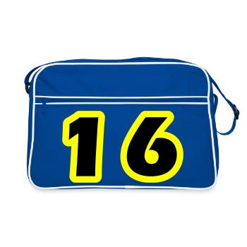 16 Number symbol - Retro Bag - blue/white - Front