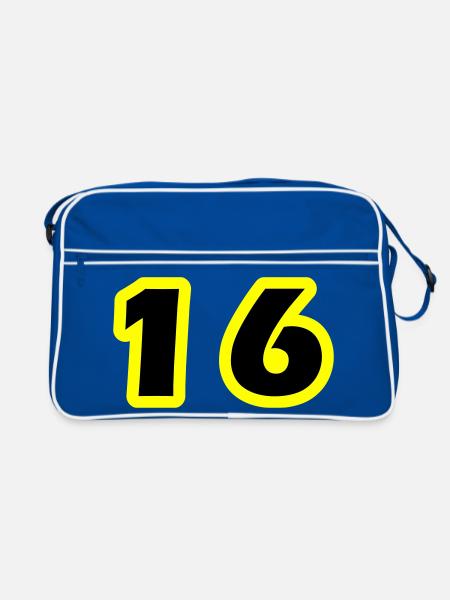 Symbole numérique 16 - Sac Retro - bleu/blanc - Devant