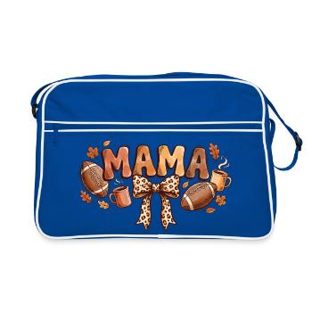 Herbst-Fußball Mama Leopard Bow - Retro Tasche - Blau/Weiß - Vorne