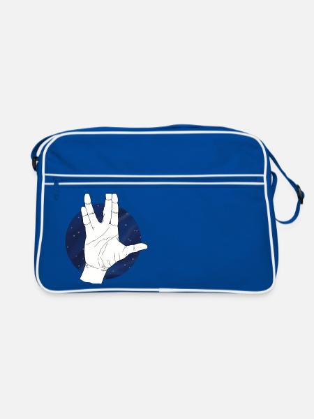 Hand Vulcan Greeting Starry Sky - Retro Bag - blue/white - Front