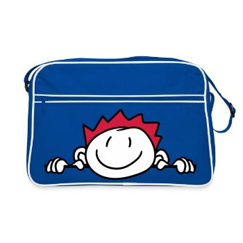 cache mur mur face face tête enfant peint kri - Sac Retro - bleu/blanc - Devant