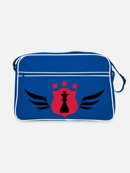 Chess / Schach / Spiel / Geek - Retro Tasche - Blau/Weiß - Vorne
