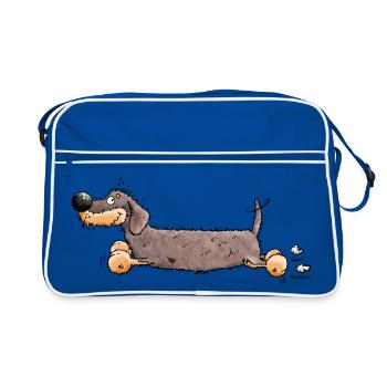 Flotter Dackel - Retro Tasche - Blau/Weiß - Vorne