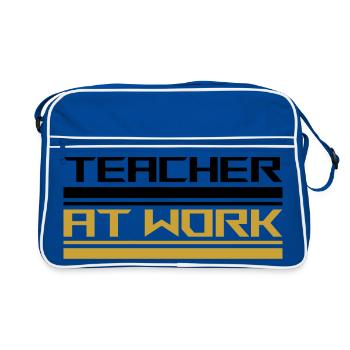 Teacher at work black - Retro Tasche - Blau/Weiß - Vorne