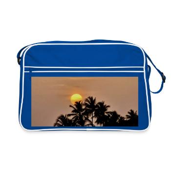 Silhouette Palm Trees au Coucher de Soleil - Sac Retro - bleu/blanc - Devant