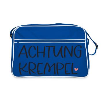 ACHTUNG KREMPEL! - Retro Tasche - Blau/Weiß - Vorne