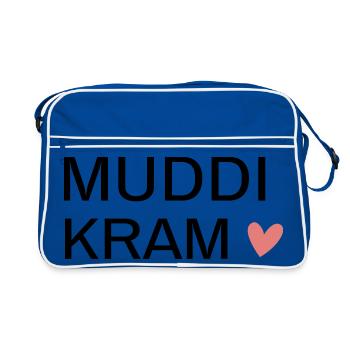 MUDDi KRAM! Personalisierbar - Retro Tasche - Blau/Weiß - Vorne