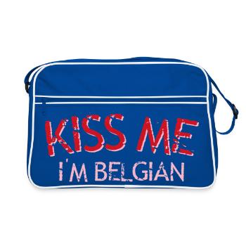 Kiss Me Belgium T-Shirt - Sac Retro - bleu/blanc - Devant