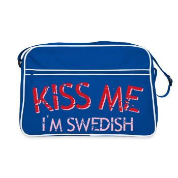 Kiss Me I’m Swedish Slogan Art - Sac Retro - bleu/blanc - Devant