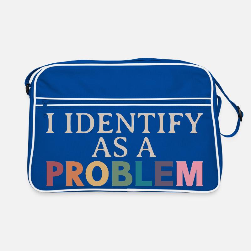Ich identifiziere mich als Problem – sarkastisches, lustiges Zitat Retro Tasche