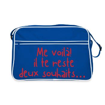 Me voilà il te reste deux souhaits - humour - Sac Retro - bleu/blanc - Devant