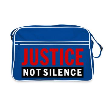 Justice Not Silence Gerechtigkeit Statement - Retro Tasche - Blau/Weiß - Vorne