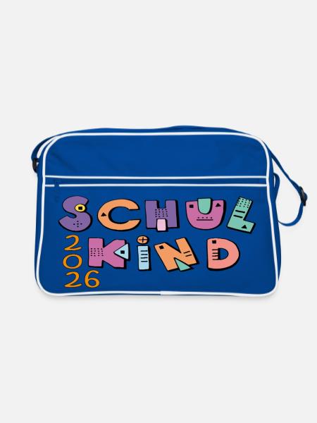 Schoolchild 2026 Colorful Letters - Retro Bag - blue/white - Front