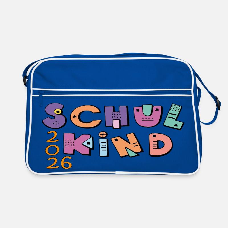 Schulkind 2026  Bunte Buchstaben Retro Tasche