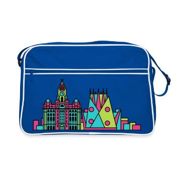 Liverpool City Skyline Royal Liver Building Art - Sac Retro - bleu/blanc - Devant