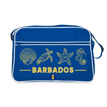Barbados Beach Motifs Gold - Retro Bag - blue/white - Front