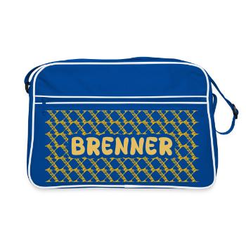 Brenner Gelb Netz Muster - Retro Tasche - Blau/Weiß - Vorne