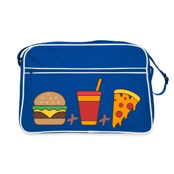 Trio de restauration rapide : Burger, soda, part de pizza en gras - Sac Retro - bleu/blanc - Devant