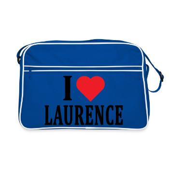 t-shirt J’adore Laurence idée cadeau t-shirt - Sac Retro - bleu/blanc - Devant