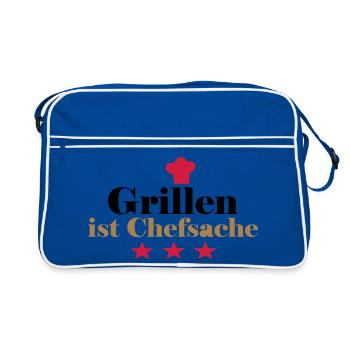 Barbecuing is a matter for the - Retro Bag - blue/white - Front