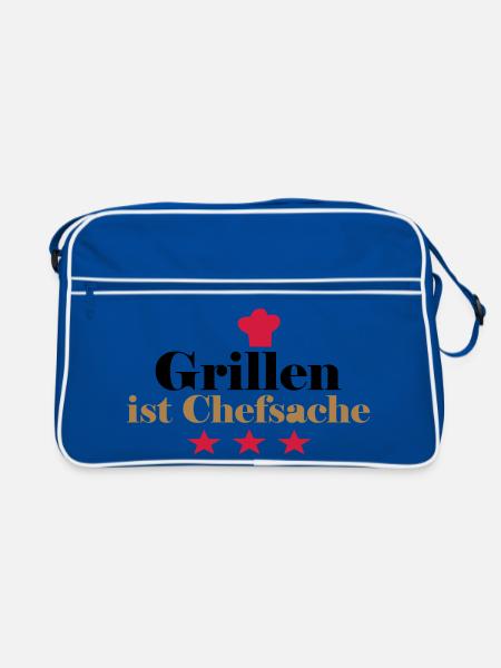 Barbecuing is a matter for the - Retro Bag - blue/white - Front