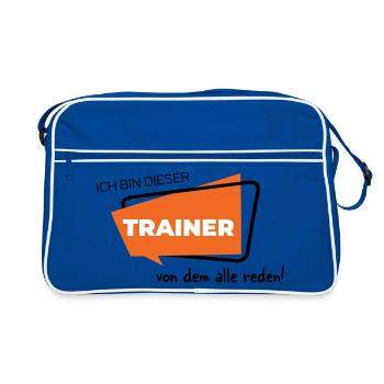 Ich bin dieser Trainer von dem alle reden - Retro Tasche - Blau/Weiß - Vorne