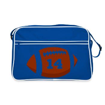 Nummer 14 Rugby - Rugby zum 14-jährigen Jubiläum - Retro Tasche - Blau/Weiß - Vorne