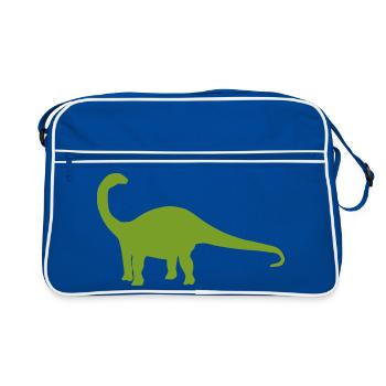 Dinosaur Silhouette Green - Retro Bag - blue/white - Front
