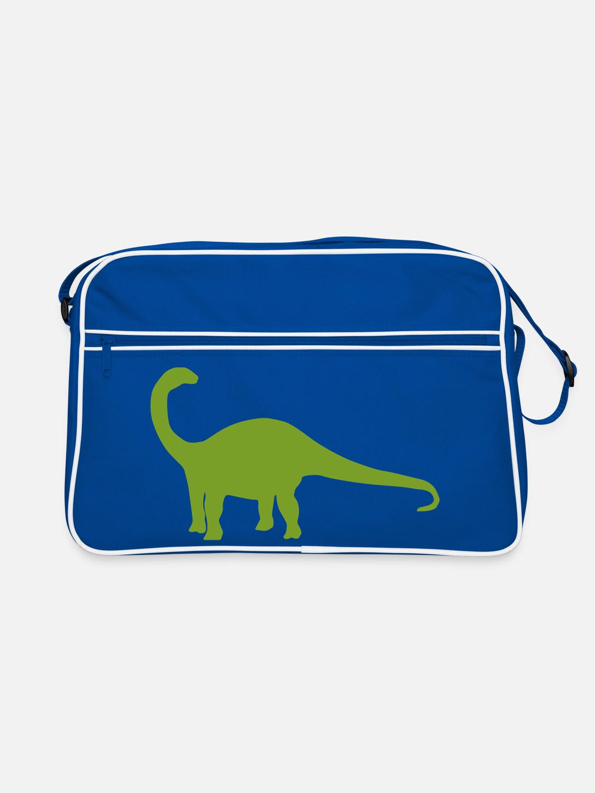Dinosaur Silhouette Green - Retro Bag - blue/white - Front