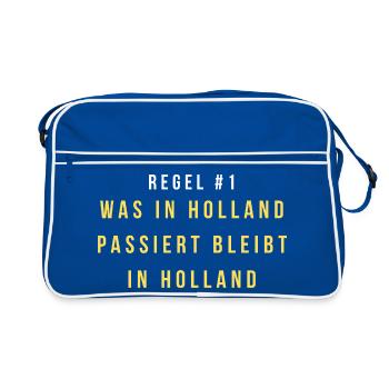 Regel 1: Was in Holland Bleibt - Retro Tasche - Blau/Weiß - Vorne