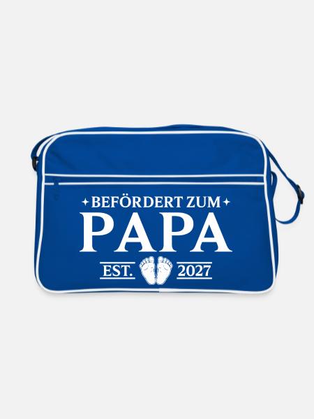 Werdender Papa 2027 Befördert zum Vater - Retro Tasche - Blau/Weiß