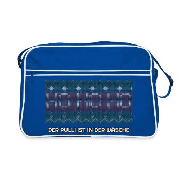 Ho Ho Ho - der Strick ist in der Wäsche - Retro Tasche - Blau/Weiß - Vorne