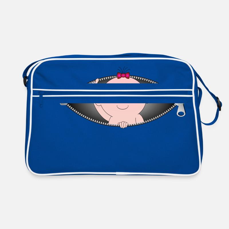 Fille sortant d'une poche zippée Sac Retro