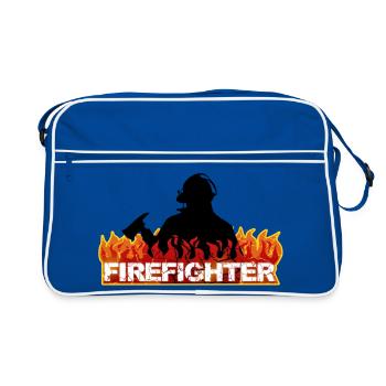 Firefighter - courage and passion - Retro Bag - blue/white - Front