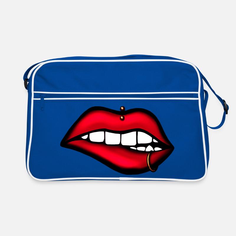 Lips with Piercing – Aesthetic Design Retro Bag