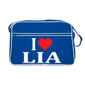 nom t-shirt J’aime Liala idée cadeau t-shirt - Sac Retro - bleu/blanc - Devant