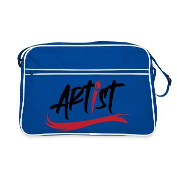artist brush logo art icon brush stroke icon - Retro Bag - blue/white - Front