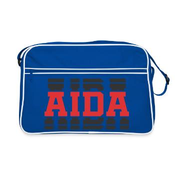 T-Shirt Aida T-Shirt Geschenkidee gestapelter Text - Retro Tasche - Blau/Weiß - Vorne