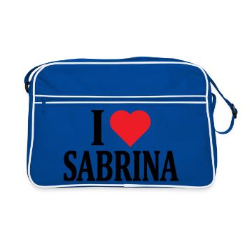 t-shirt I love Sabrina t-shirt idée cadeau - Sac Retro - bleu/blanc - Devant