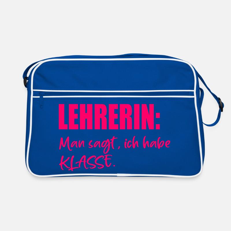 Lehrerin Sprüche KOMPLIMENTE - Retro Tasche - Blau/Weiß