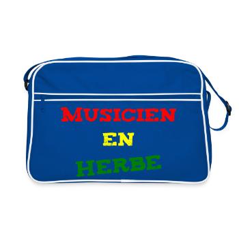 MUSICIEN EN HERBE ! (reggae, ska, dub) - Sac Retro - bleu/blanc - Devant