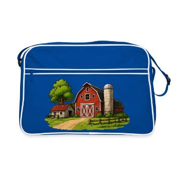 Rural barn on the farm - Retro Bag - blue/white - Front
