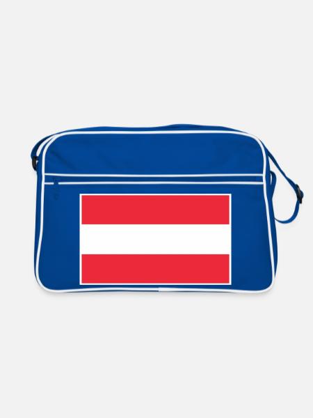 Austria Flag Classic Frame - Retro Tasche - Blau/Weiß