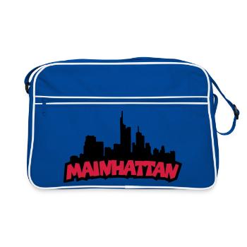 Mainhattan - Skyline der Stadt Frankfurt am Main - Retro Tasche - Blau/Weiß - Vorne