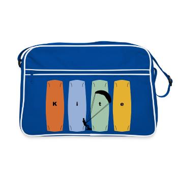 Kite Kitesurfing Desig - Board and Kiter - Retro Bag - blue/white - Front
