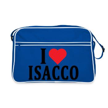 Name T-Shirt I love Isaac T-Shirt Geschenkidee - Retro Tasche - Blau/Weiß - Vorne